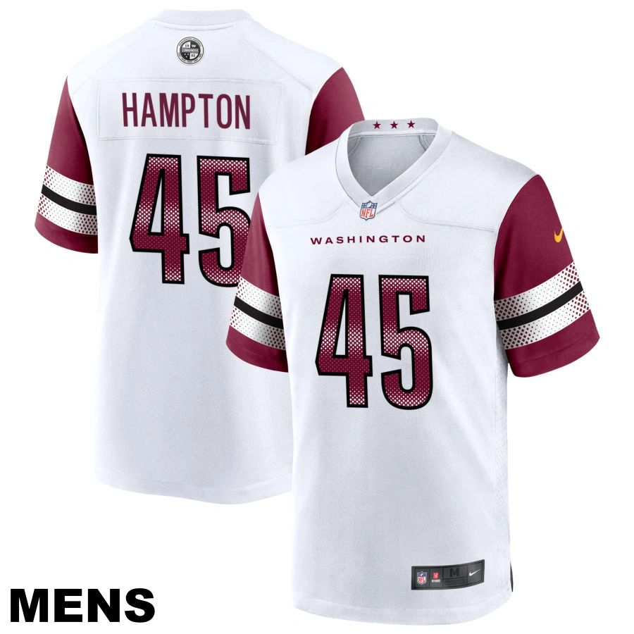 Men's Washington Commanders #45 Dominique Hampton White Game Player Jersey Men's Washington Commanders #45 Dominique Hampton White Game Player Jersey