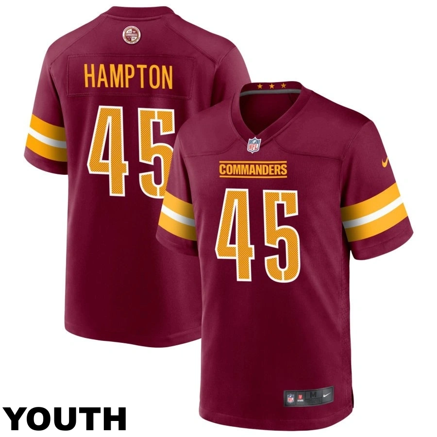 Youth Washington Commanders #45 Dominique Hampton Burgundy Game Player Jersey Youth Washington Commanders #45 Dominique Hampton Burgundy Game Player Jersey