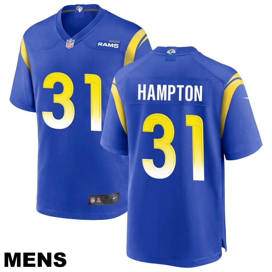 Men's Los Angeles Rams #31 Nick Hampton Royal Game Jersey Men's Los Angeles Rams #31 Nick Hampton Royal Game Jersey