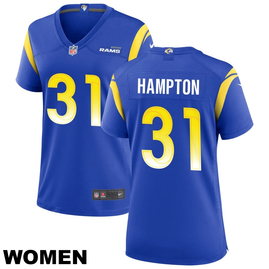 Women's #31 Nick Hampton Los Angeles Rams Royal Game Jersey