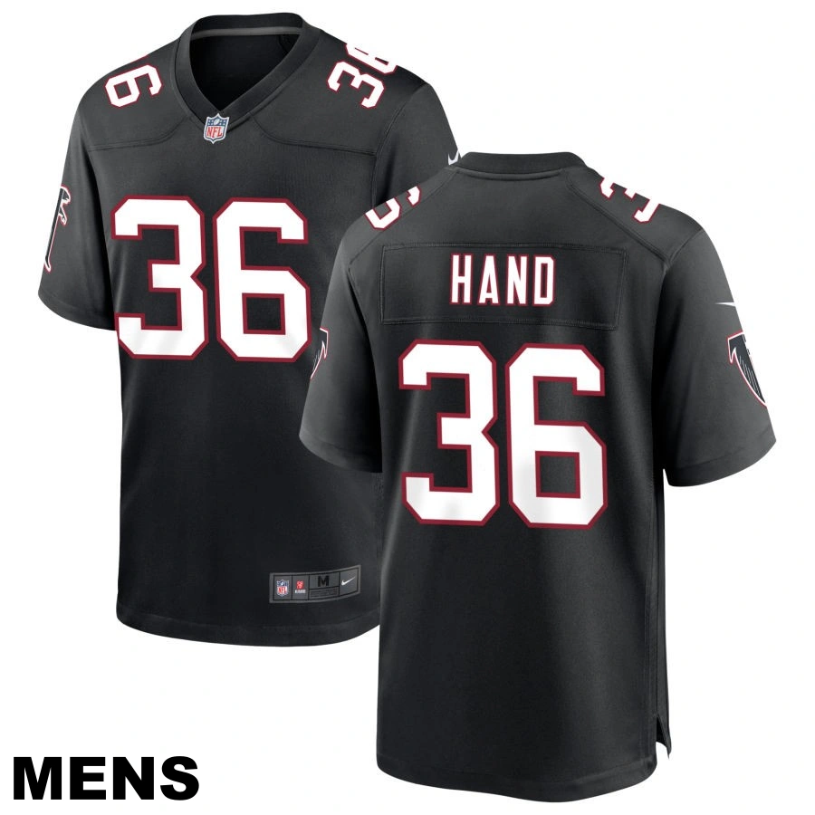 Men's Atlanta Falcons #36 Harrison Hand Black Throwback Game Jersey