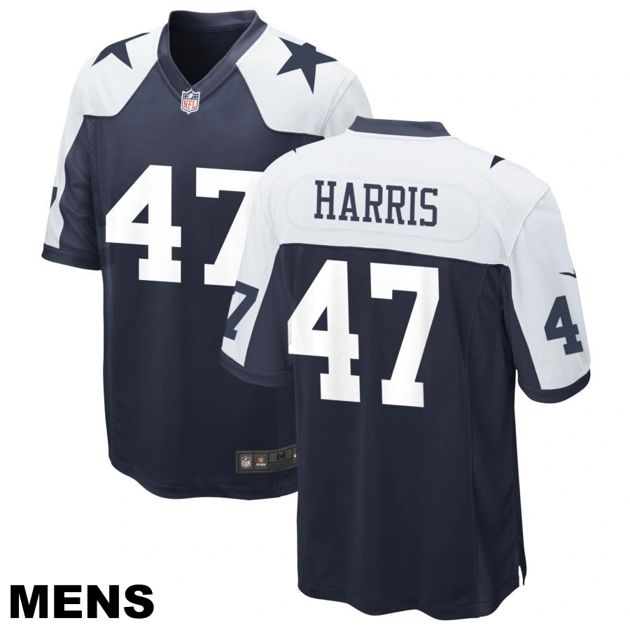 Men's Dallas Cowboys #47 Darius Harris Navy Alternate Game Jersey