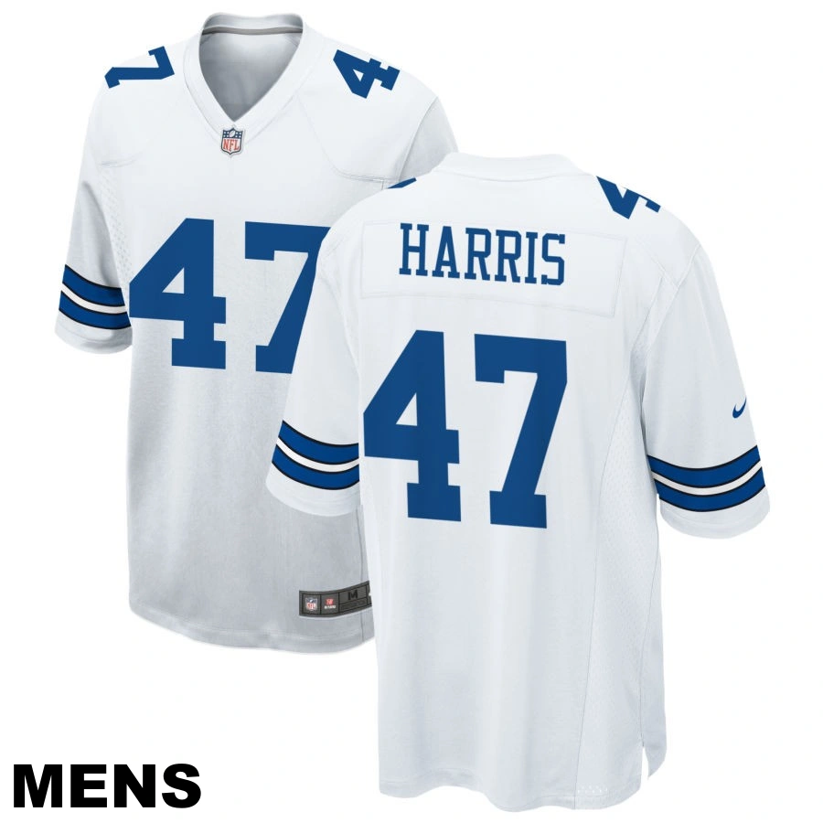 Men's Dallas Cowboys #47 Darius Harris White Game Jersey Men's Dallas Cowboys #47 Darius Harris White Game Jersey