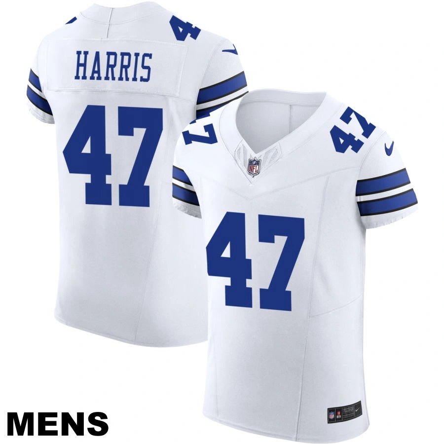 Men's Dallas Cowboys #47 Darius Harris White Vapor F.U.S.E. Elite Jersey
