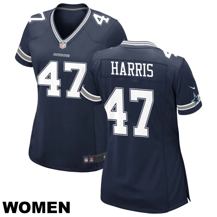 Women's #47 Darius Harris Navy Dallas Cowboys Game Jersey Women's #47 Darius Harris Navy Dallas Cowboys Game Jersey