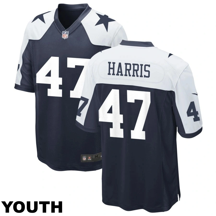 Youth Dallas Cowboys #47 Darius Harris Navy Alternate Game Jersey Youth Dallas Cowboys #47 Darius Harris Navy Alternate Game Jersey