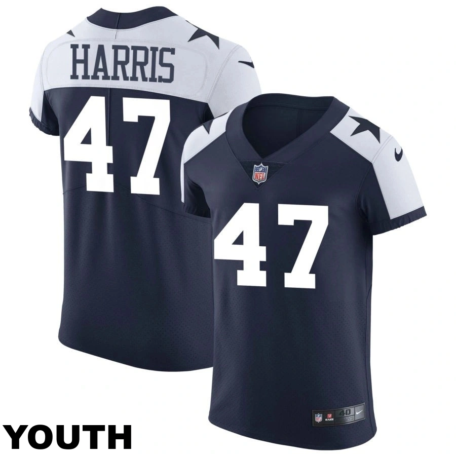 Youth Dallas Cowboys #47 Darius Harris Navy Alternate Vapor Elite Jersey