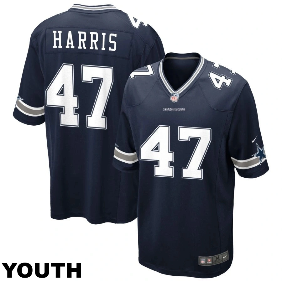 Youth Dallas Cowboys #47 Darius Harris Navy Game Jersey Youth Dallas Cowboys #47 Darius Harris Navy Game Jersey