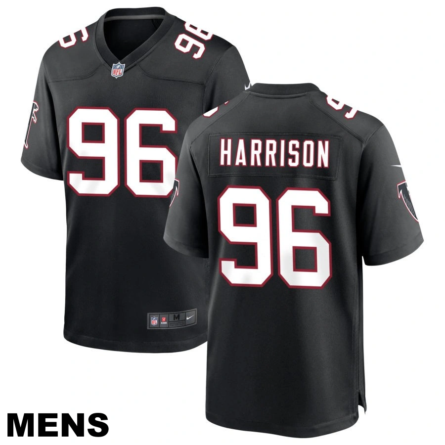 Men's Atlanta Falcons #96 Zach Harrison Black Throwback Game Jersey