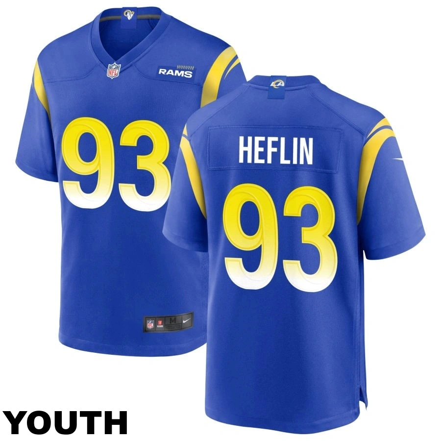 Youth Los Angeles Rams #93 Jack Heflin Royal Game Jersey Youth Los Angeles Rams #93 Jack Heflin Royal Game Jersey