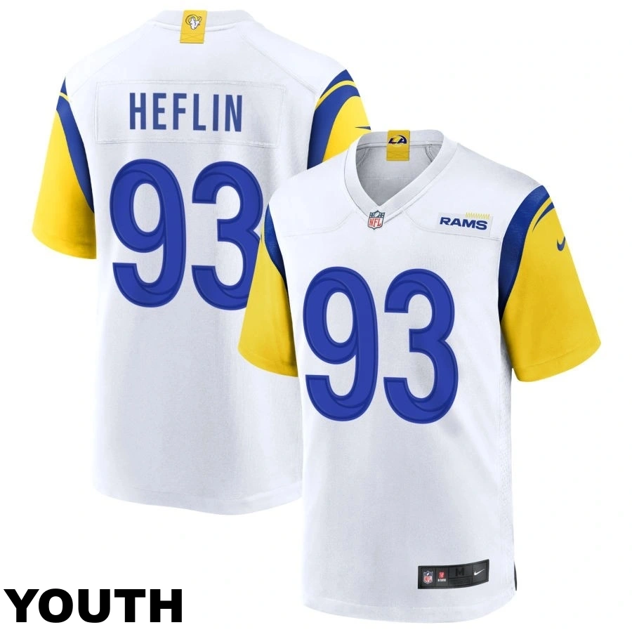 Youth Los Angeles Rams #93 Jack Heflin White Alternate Jersey Youth Los Angeles Rams #93 Jack Heflin White Alternate Jersey
