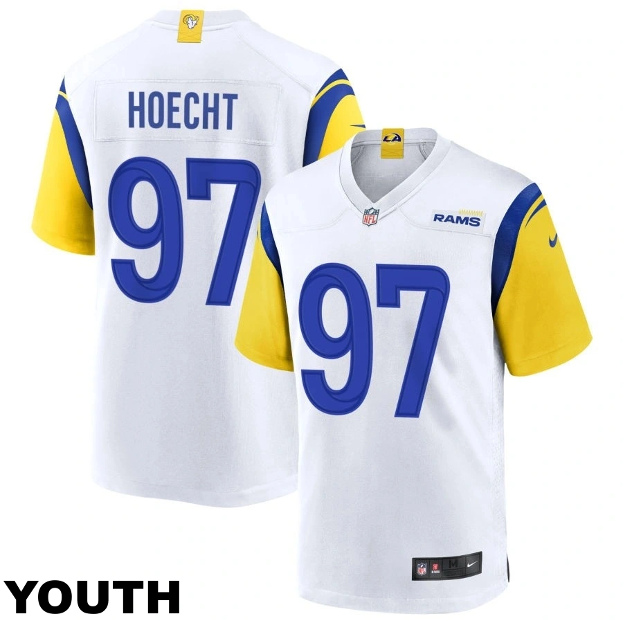 Youth Los Angeles Rams #97 Michael Hoecht White Alternate Jersey Youth Los Angeles Rams #97 Michael Hoecht White Alternate Jersey