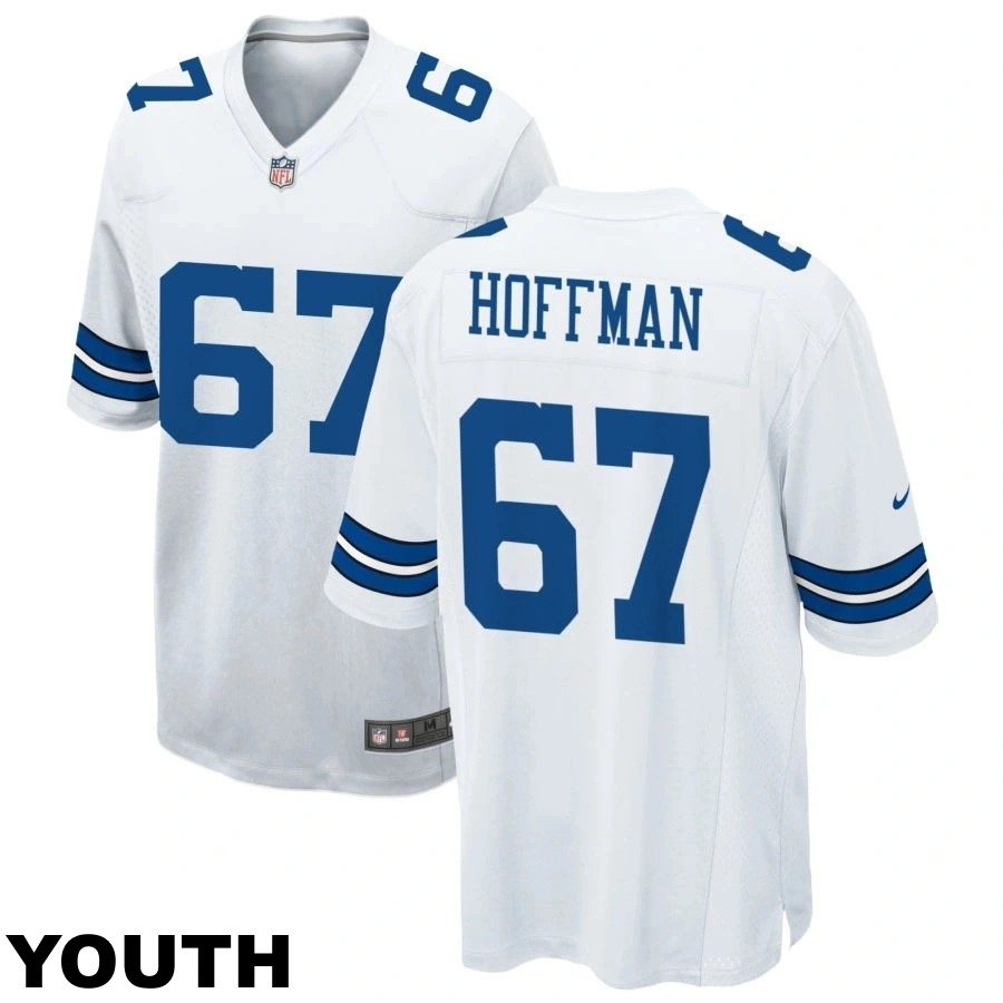 Youth Dallas Cowboys #67 Brock Hoffman White Game Jersey