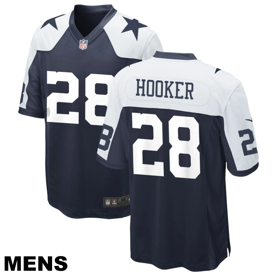 Men's Dallas Cowboys #28 Malik Hooker Navy Alternate Game Jersey