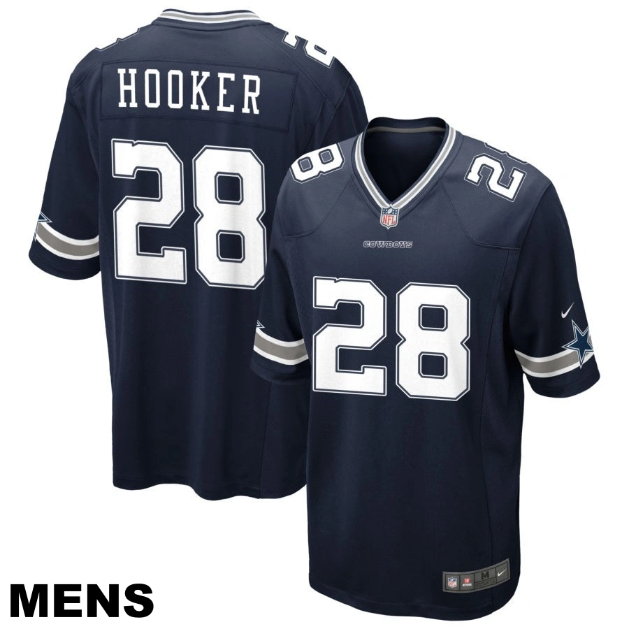 Men's Dallas Cowboys #28 Malik Hooker Navy Game Jersey