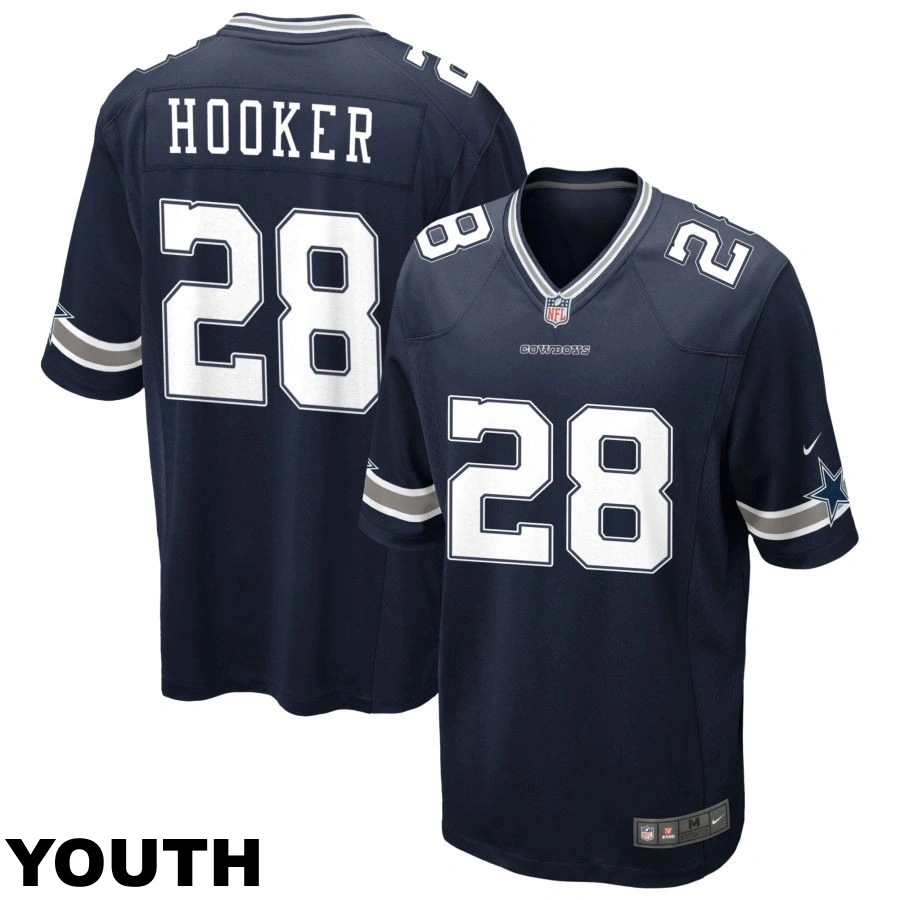 Youth Dallas Cowboys #28 Malik Hooker Navy Game Jersey Youth Dallas Cowboys #28 Malik Hooker Navy Game Jersey