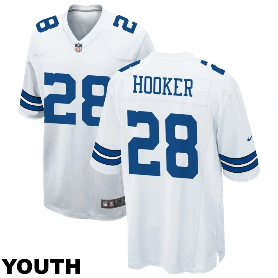Youth Dallas Cowboys #28 Malik Hooker White Game Jersey