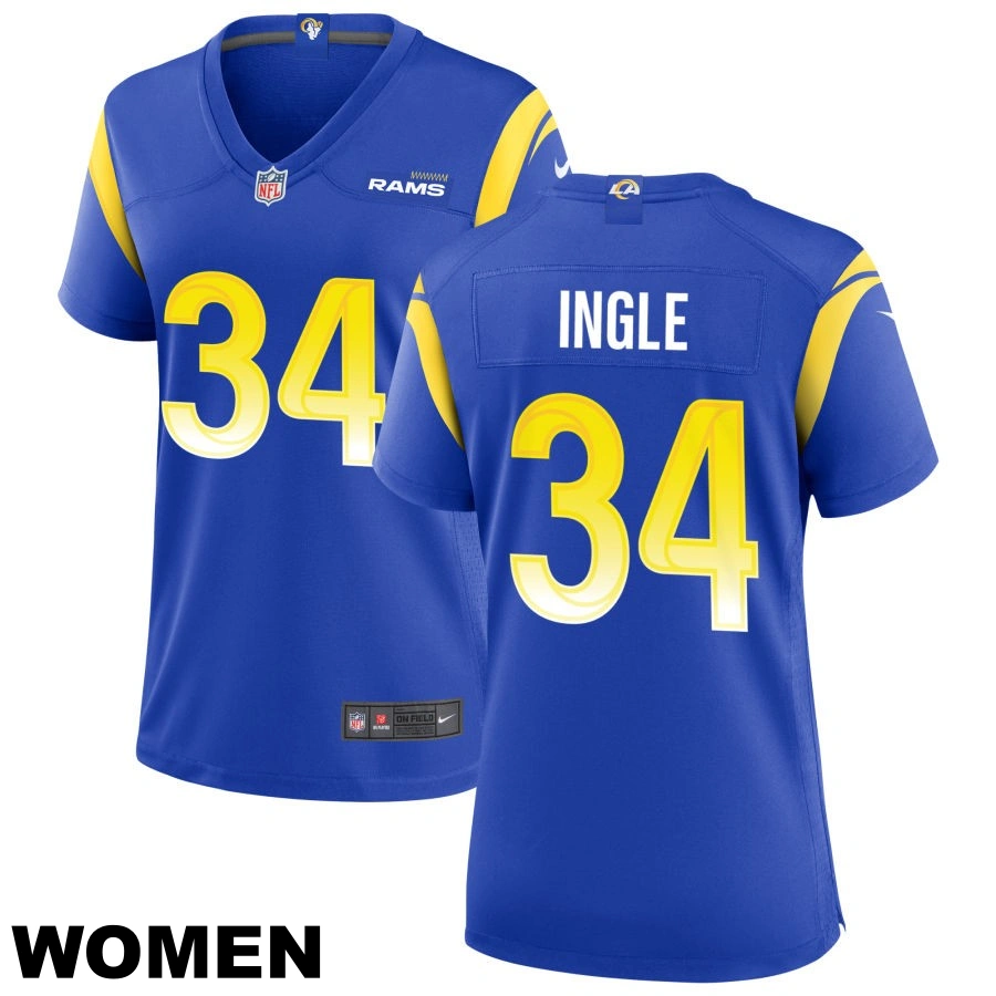 Women's #34 Tanner Ingle Los Angeles Rams Royal Game Jersey