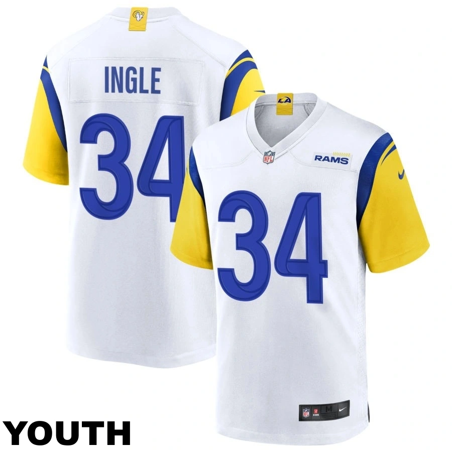 Youth Los Angeles Rams #34 Tanner Ingle White Alternate Jersey