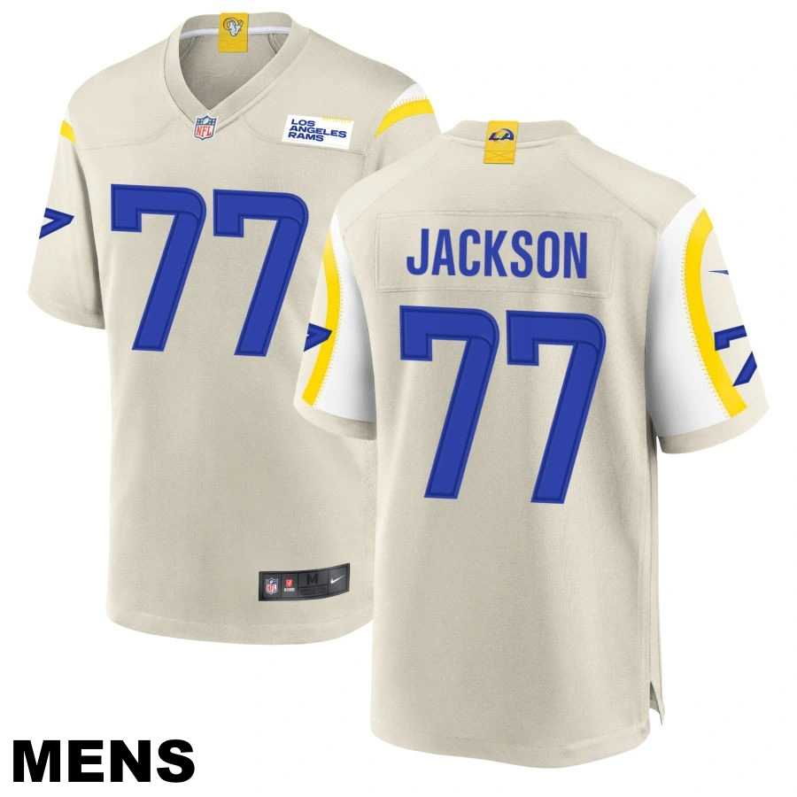 Men's #77 Alaric Jackson Los Angeles Rams Bone Game Jersey Men's #77 Alaric Jackson Los Angeles Rams Bone Game Jersey