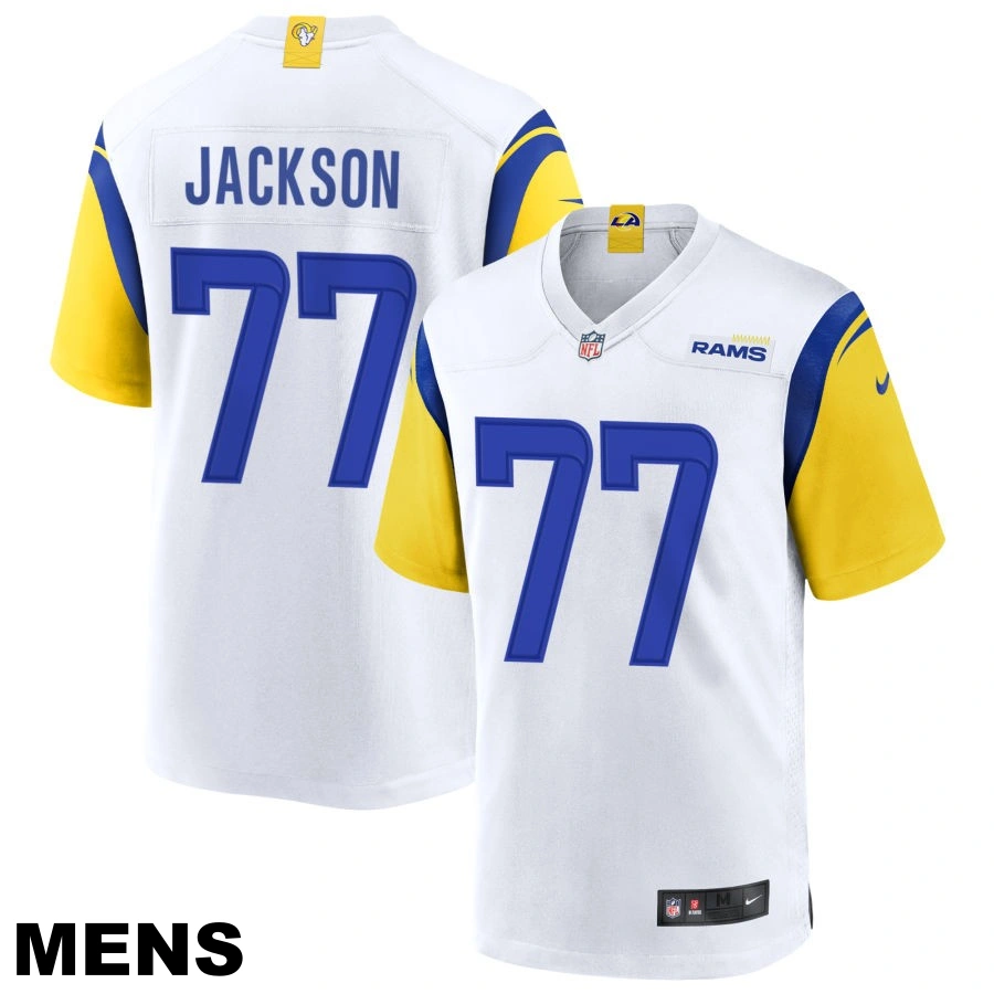 Men's Los Angeles Rams #77 Alaric Jackson White Alternate Jersey