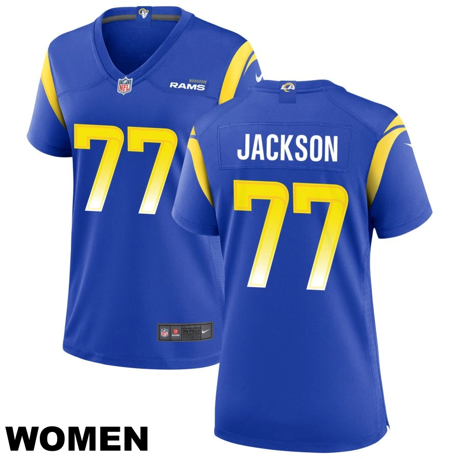 Women's #77 Alaric Jackson Los Angeles Rams Royal Game Jersey