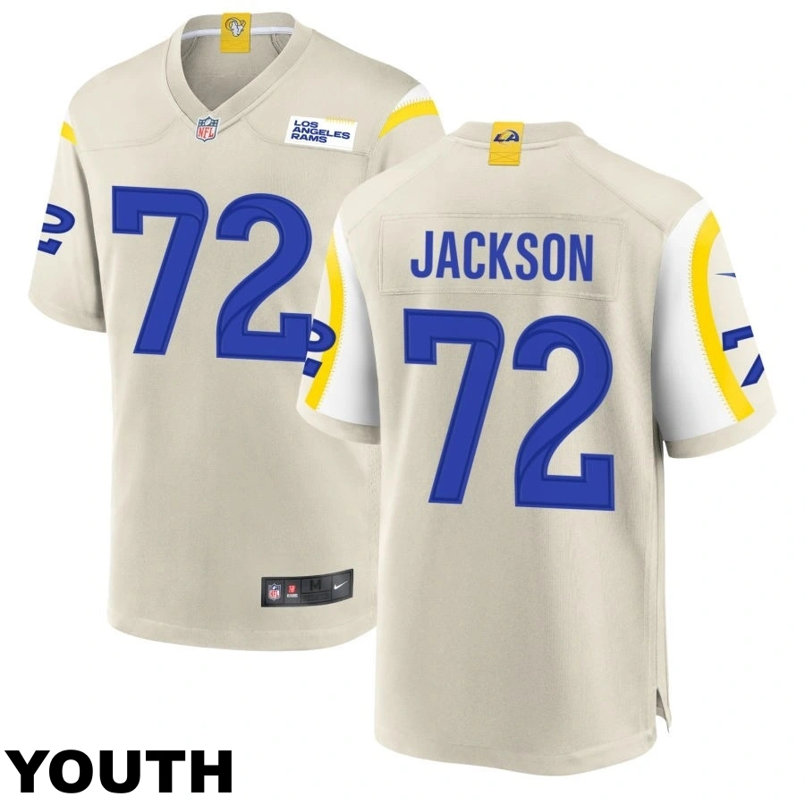 Youth #72 Jonah Jackson Los Angeles Rams Bone Game Jersey
