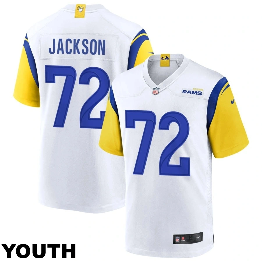 Youth Los Angeles Rams #72 Jonah Jackson White Alternate Jersey