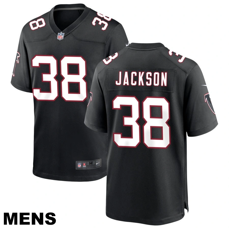 Men's Atlanta Falcons #38 Lamar Jackson Black Throwback Game Jersey Men's Atlanta Falcons #38 Lamar Jackson Black Throwback Game Jersey