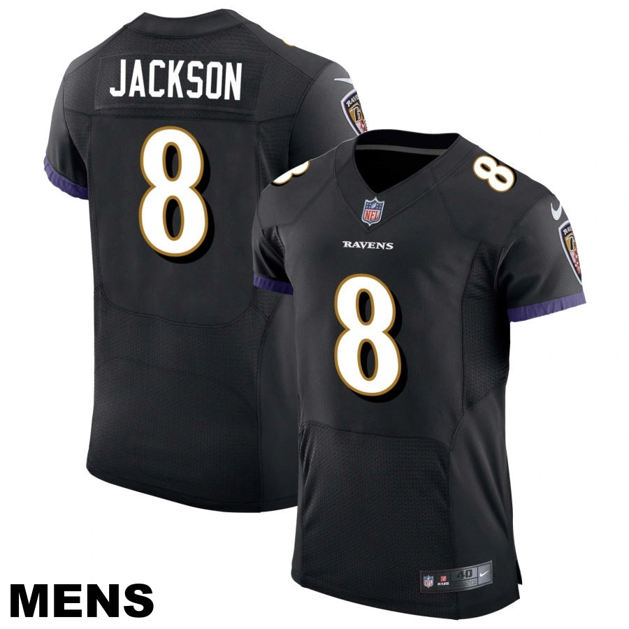 Men's Baltimore Ravens #8 Lamar Jackson Black Speed Machine Elite Jersey Men's Baltimore Ravens #8 Lamar Jackson Black Speed Machine Elite Jersey