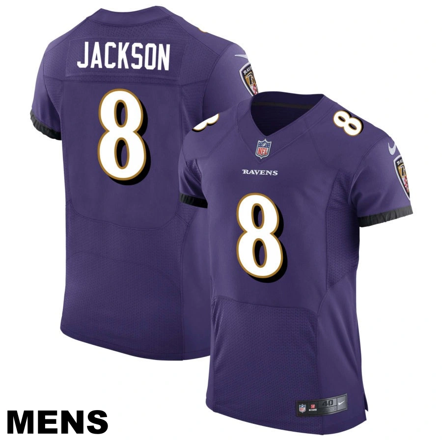 Men's Baltimore Ravens #8 Lamar Jackson Purple Speed Machine Elite Jersey Men's Baltimore Ravens #8 Lamar Jackson Purple Speed Machine Elite Jersey