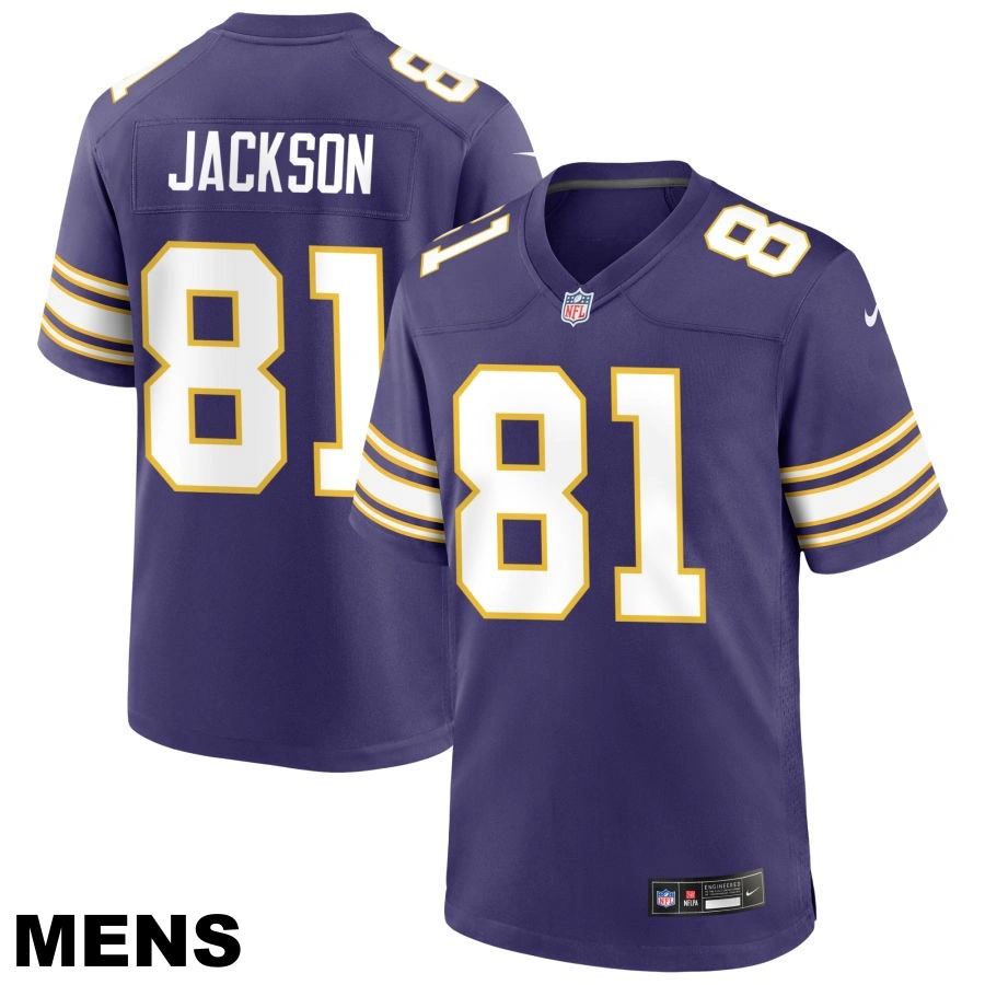 Men's Minnesota Vikings #81 Lucky Jackson Purple Classic Game Jersey