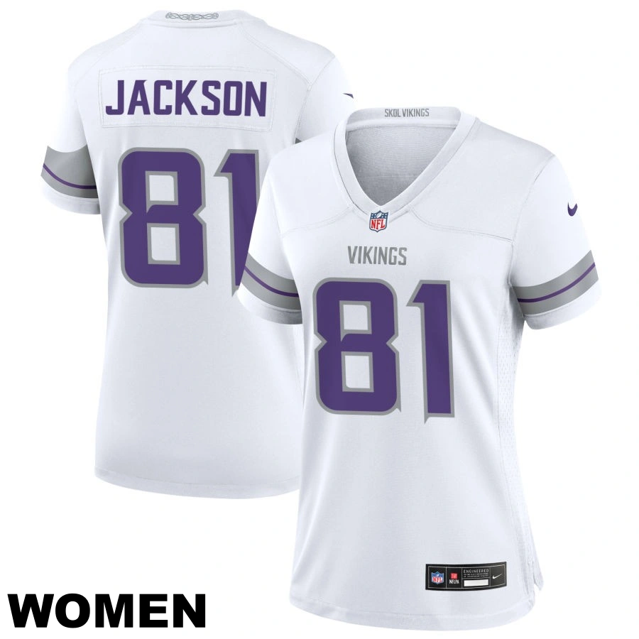 Women's Minnesota Vikings #81 Lucky Jackson White Alternate Game Jersey