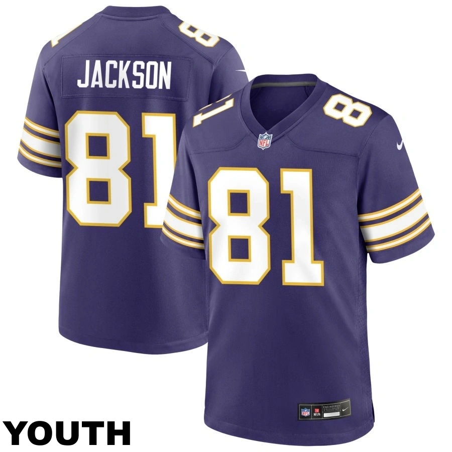 Youth Minnesota Vikings #81 Lucky Jackson Purple Classic Game Jersey