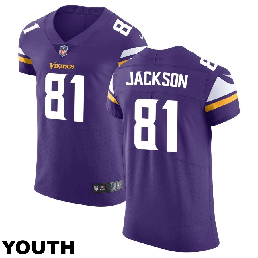 Youth Minnesota Vikings #81 Lucky Jackson Purple Vapor Untouchable Elite Jersey