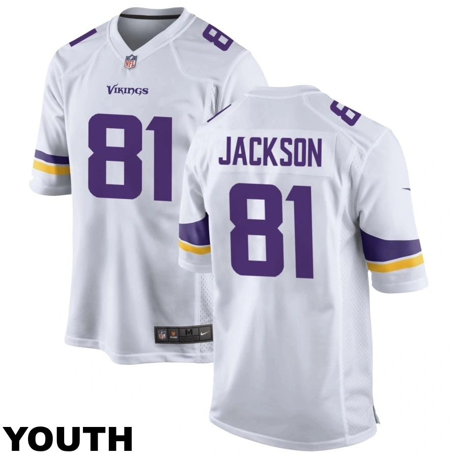 Youth Minnesota Vikings #81 Lucky Jackson White Game Jersey