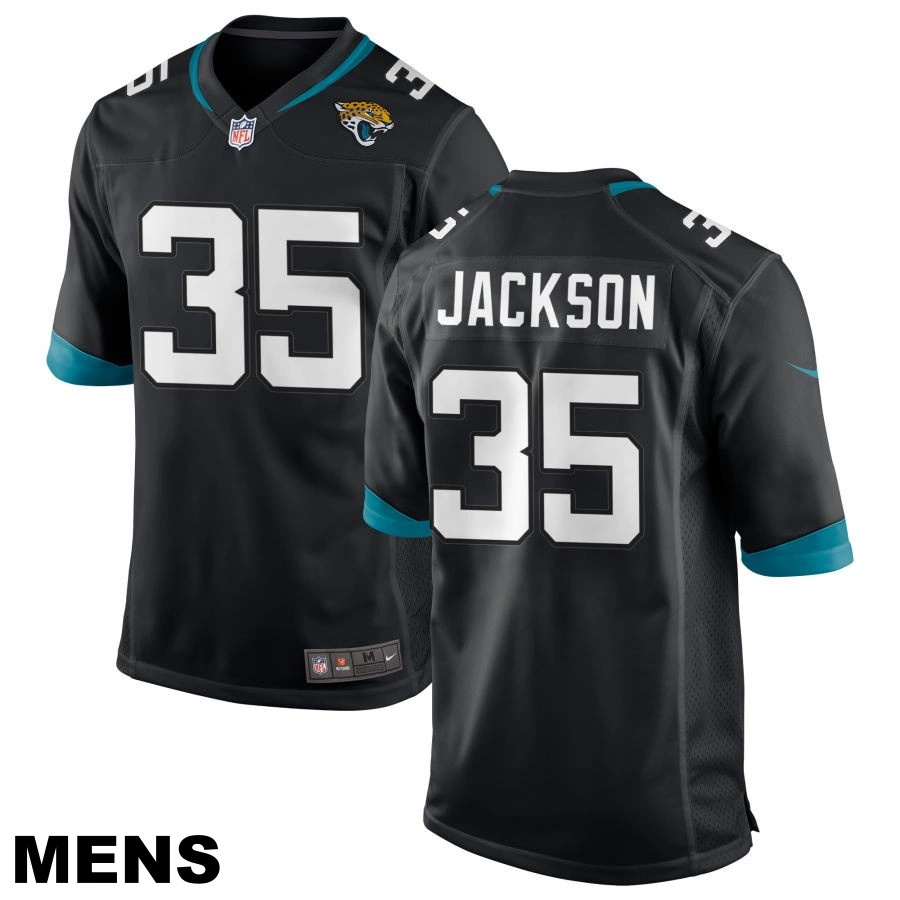 Men's Jacksonville Jaguars #35 Matthew Jackson Black Game Jersey Men's Jacksonville Jaguars #35 Matthew Jackson Black Game Jersey
