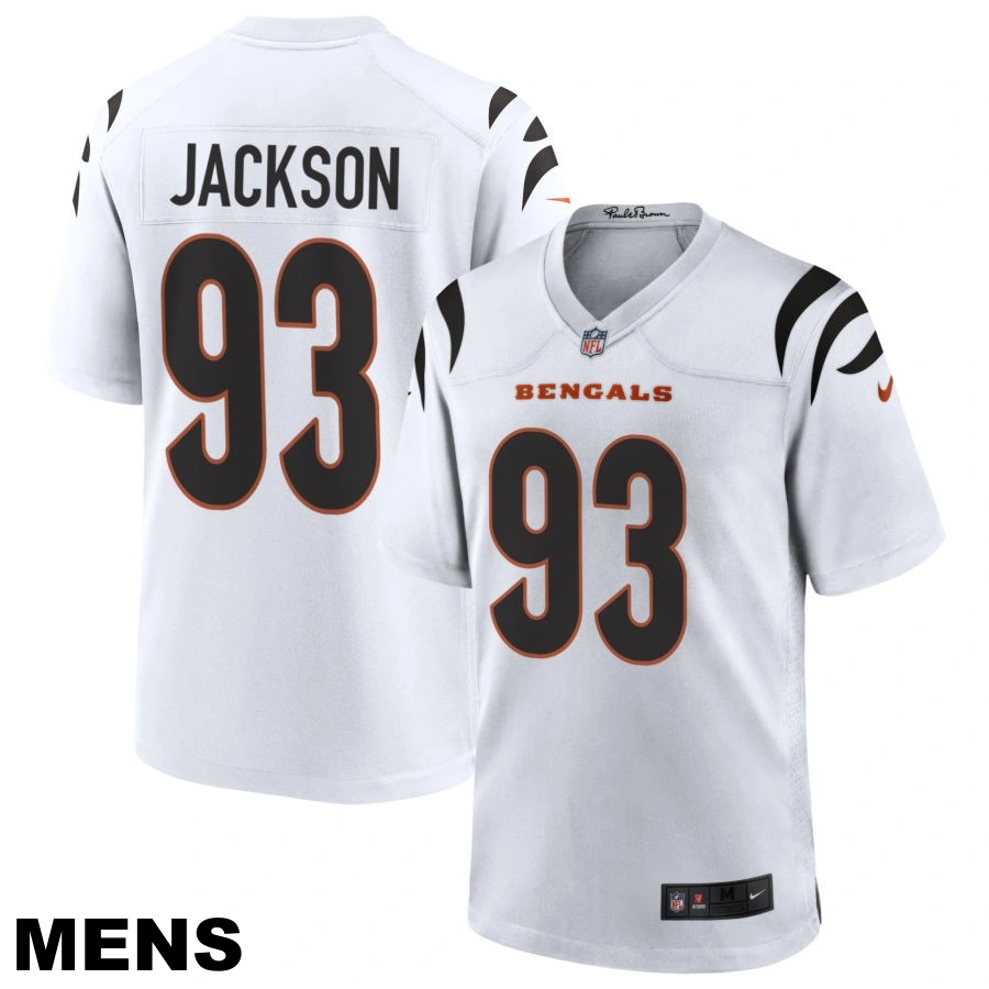 Men's Cincinnati Bengals #93 McKinnley Jackson White Game Jersey Men's Cincinnati Bengals #93 McKinnley Jackson White Game Jersey