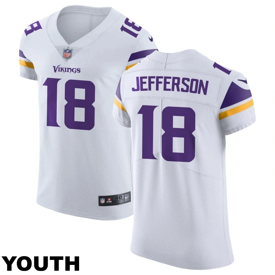 Youth Minnesota Vikings #18 Justin Jefferson White Vapor Untouchable Elite Jersey