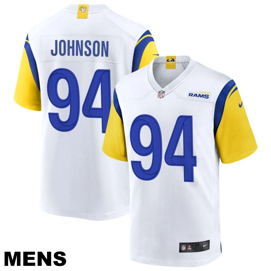 Men's Los Angeles Rams #94 Desjuan Johnson White Alternate Jersey