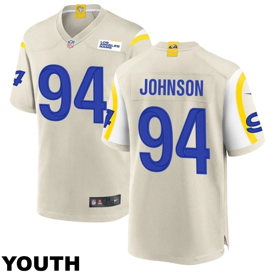 Youth #94 Desjuan Johnson Los Angeles Rams Bone Game Jersey