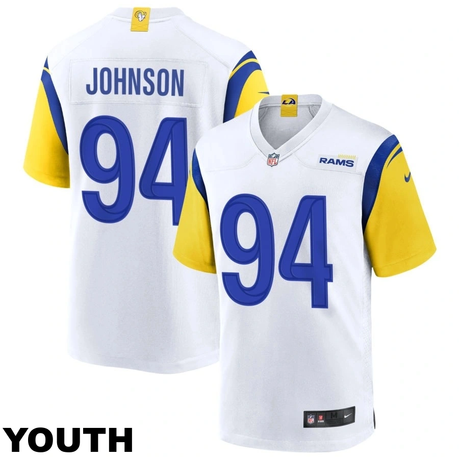 Youth Los Angeles Rams #94 Desjuan Johnson White Alternate Jersey