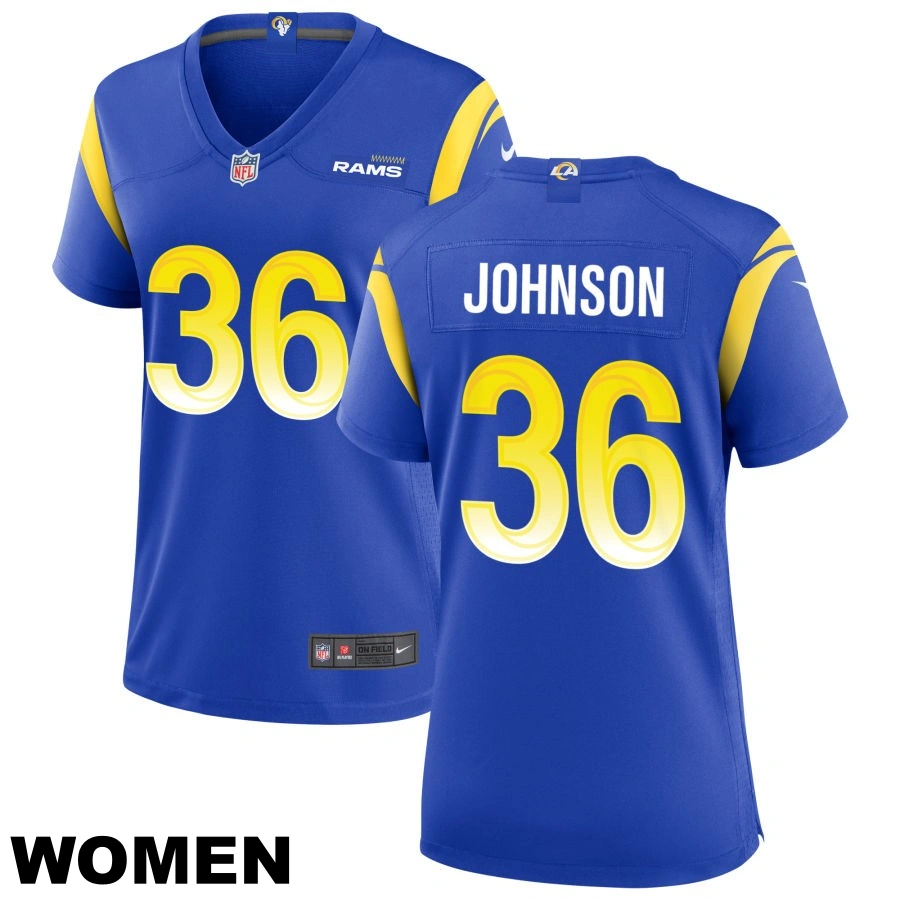 Women's #36 Quindell Johnson Los Angeles Rams Royal Game Jersey