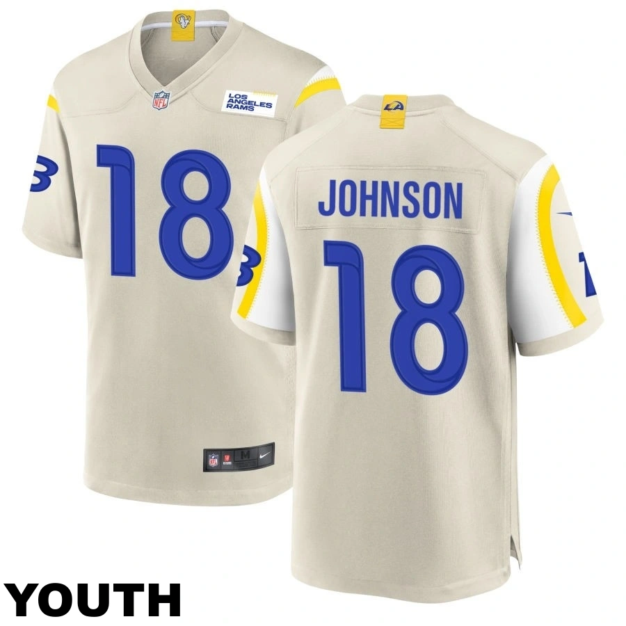 Youth #18 Tyler Johnson Los Angeles Rams Bone Game Jersey