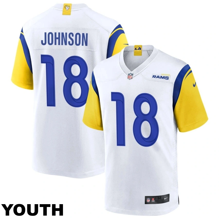 Youth Los Angeles Rams #18 Tyler Johnson White Alternate Jersey