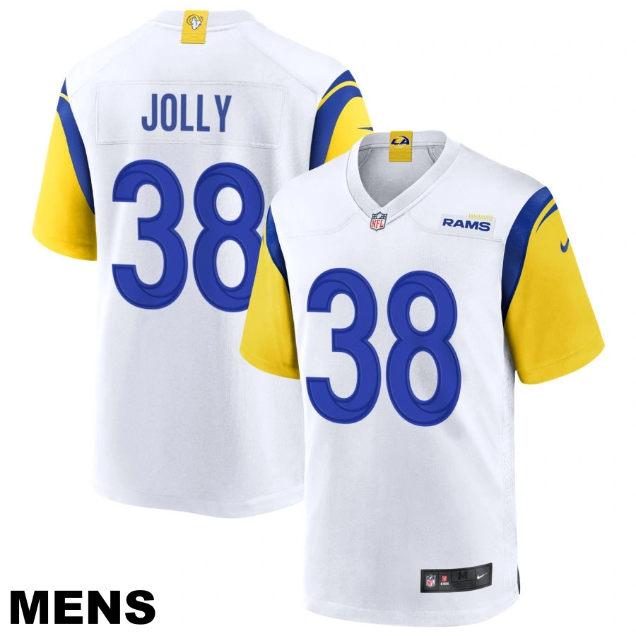Men's Los Angeles Rams #38 Shaun Jolly White Alternate Jersey Men's Los Angeles Rams #38 Shaun Jolly White Alternate Jersey