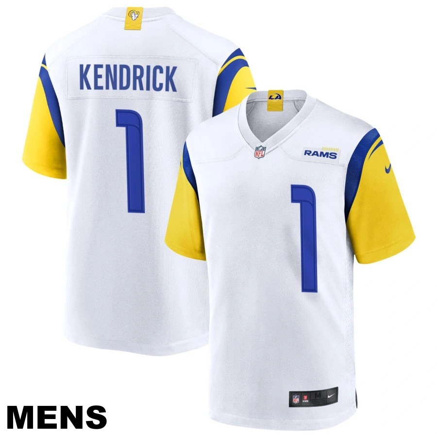 Men's Los Angeles Rams #1 Derion Kendrick White Alternate Jersey
