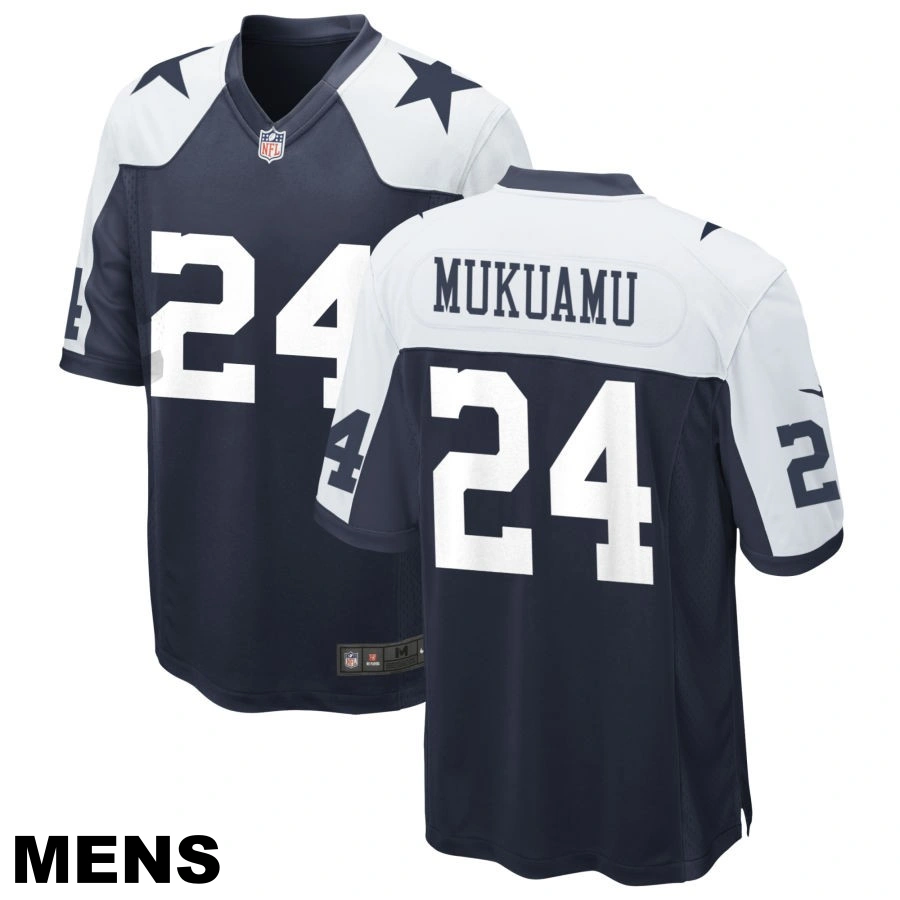 Men's Dallas Cowboys #24 Israel Mukuamu Navy Alternate Game Jersey