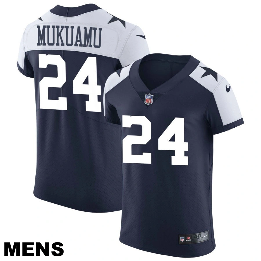 Men's Dallas Cowboys #24 Israel Mukuamu Navy Alternate Vapor Elite Jersey
