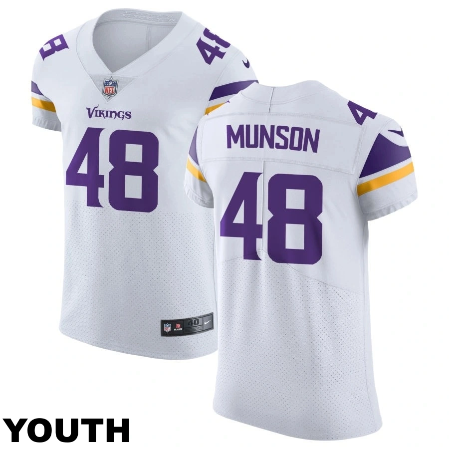 Youth Minnesota Vikings #48 Calvin Munson White Vapor Untouchable Elite Jersey Youth Minnesota Vikings #48 Calvin Munson White Vapor Untouchable Elite Jersey